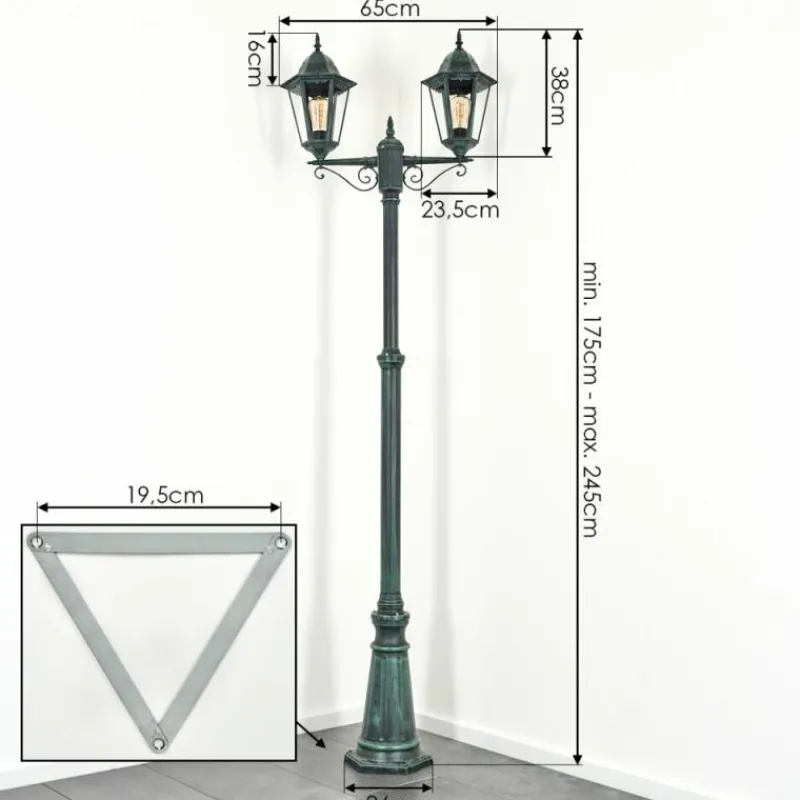 Luminaires Rustiques-hofstein Réverbère Hongkong Vert, Noir, 2 lumières