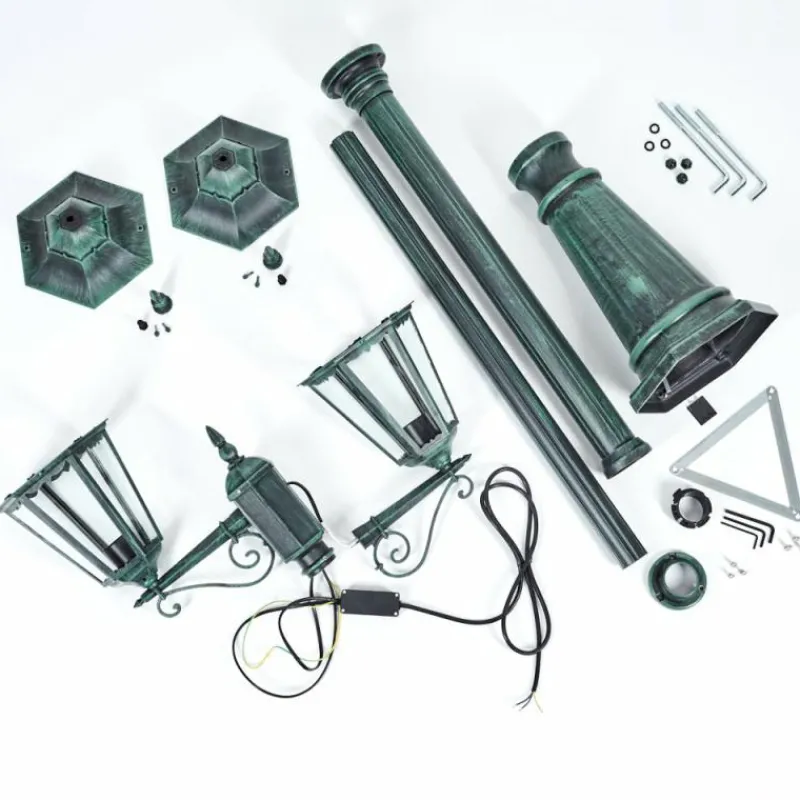 Luminaires Rustiques-hofstein Réverbère Hongkong Vert, Noir, 2 lumières