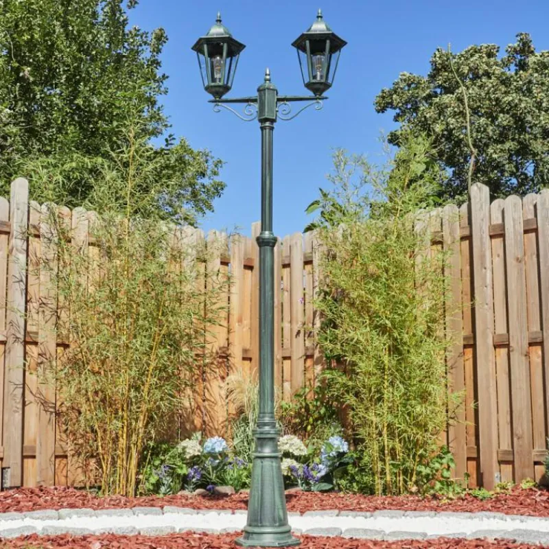 Luminaires Rustiques-hofstein Réverbère Hongkong Vert, Noir, 2 lumières