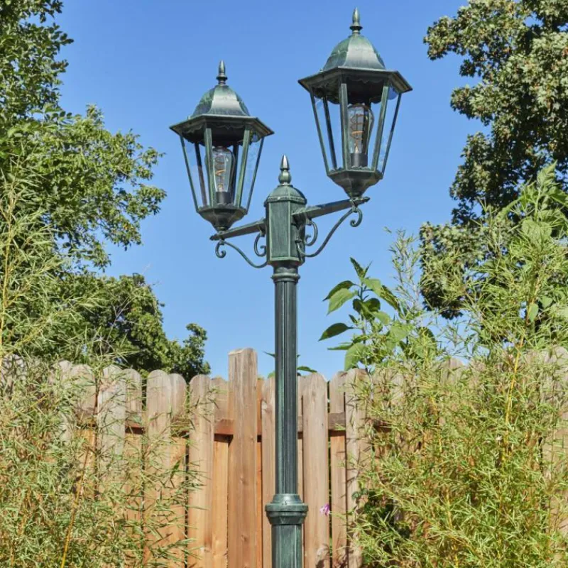 Luminaires Rustiques-hofstein Réverbère Hongkong Vert, Noir, 2 lumières