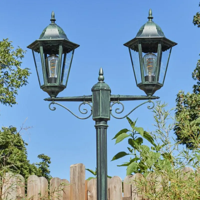 Luminaires Rustiques-hofstein Réverbère Hongkong Vert, Noir, 2 lumières