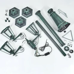 Luminaires Rustiques-hofstein Réverbère Hongkong Vert, Noir, 3 lumières