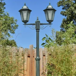 Luminaires Rustiques-hofstein Réverbère Hongkong Vert, Noir, 2 lumières