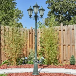 Luminaires Rustiques-hofstein Réverbère Hongkong Vert, Noir, 3 lumières