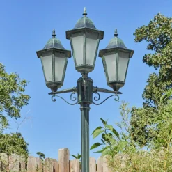 Luminaires Rustiques-hofstein Réverbère Hongkong Vert, Noir, 3 lumières