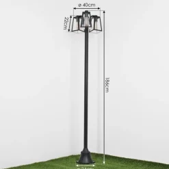 hofstein Réverbère Juanico Noir, 3 lumières