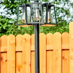 hofstein Réverbère Juanico Noir, 3 lumières