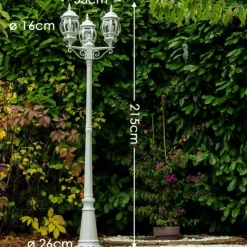 Luminaires Rustiques-hofstein Réverbère Kobe Blanc, 3 lumières