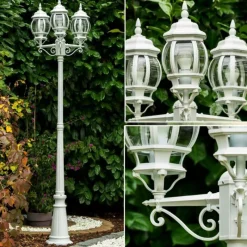 Luminaires Rustiques-hofstein Réverbère Kobe Blanc, 3 lumières