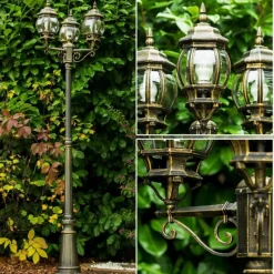 Luminaires Rustiques-hofstein Réverbère Kobe Brun doré, 3 lumières