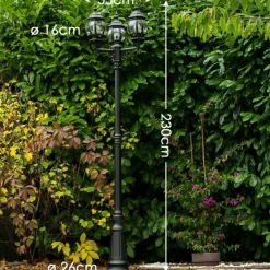 Luminaires Rustiques-hofstein Réverbère Kobe Noir, 3 lumières