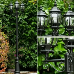 Luminaires Rustiques-hofstein Réverbère Kobe Noir, 3 lumières