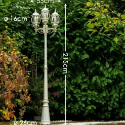 Luminaires Rustiques-hofstein Réverbère Kobe Or, Blanc, 3 lumières