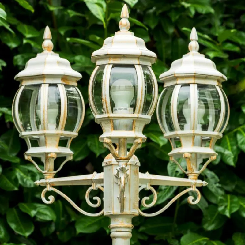 Luminaires Rustiques-hofstein Réverbère Kobe Or, Blanc, 3 lumières