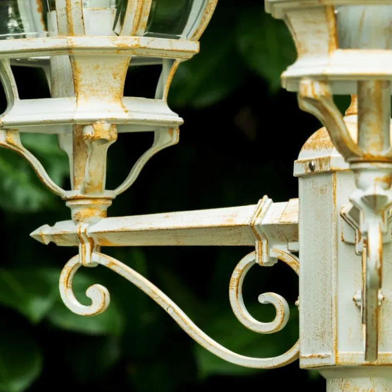 Luminaires Rustiques-hofstein Réverbère Kobe Or, Blanc, 3 lumières