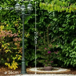 Luminaires Rustiques-hofstein Réverbère Kobe Vert, Noir, 3 lumières