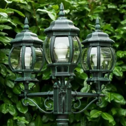 Luminaires Rustiques-hofstein Réverbère Kobe Vert, Noir, 3 lumières