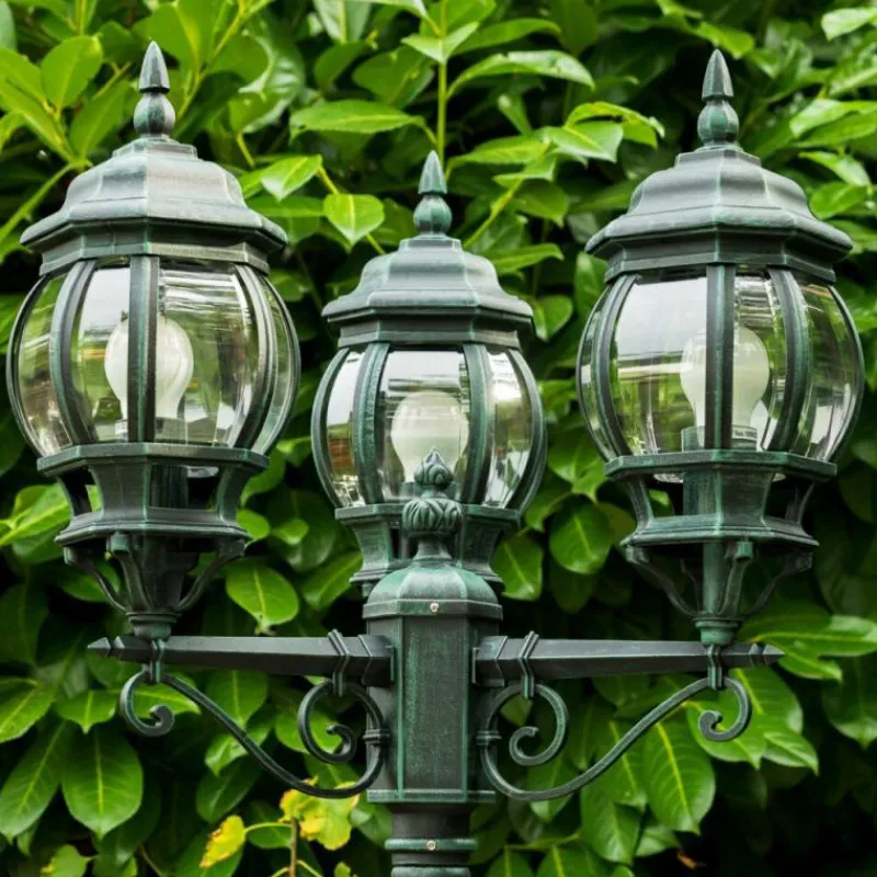 Luminaires Rustiques-hofstein Réverbère Kobe Vert, Noir, 3 lumières