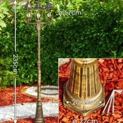 Lampes Dorées-hofstein Réverbère Langsele Brun doré, 3 lumières