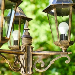 Lampes Dorées-hofstein Réverbère Langsele Brun doré, 3 lumières