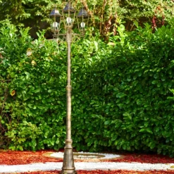 Lampes Dorées-hofstein Réverbère Langsele Brun doré, 3 lumières