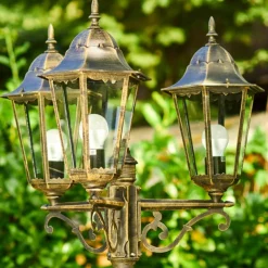 Lampes Dorées-hofstein Réverbère Langsele Brun doré, 3 lumières