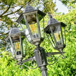 Luminaires Rustiques-hofstein Réverbère Lignac Noir, 3 lumières