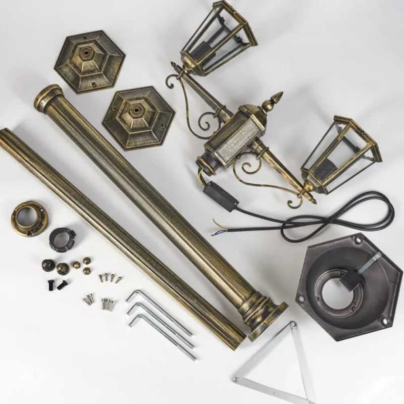 Luminaires Rustiques-hofstein Réverbère Loria Brun, Or, Noir, 2 lumières