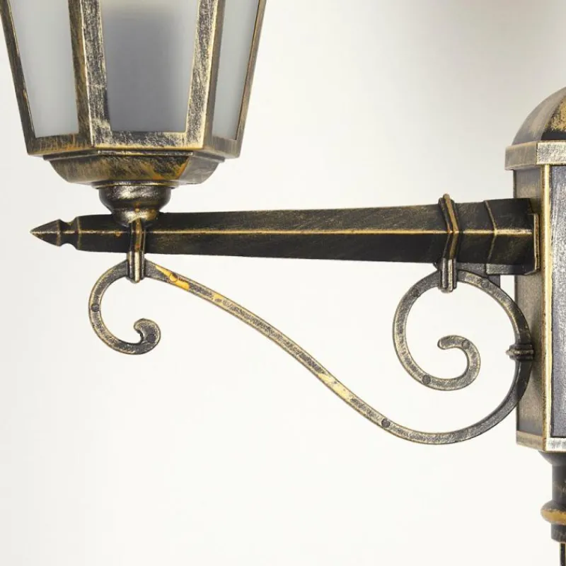 Luminaires Rustiques-hofstein Réverbère Loria Brun, Or, Noir, 2 lumières