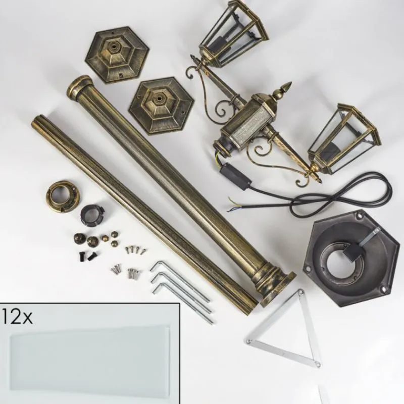 Luminaires Rustiques-hofstein Réverbère Loria Brun, Or, Noir, 2 lumières