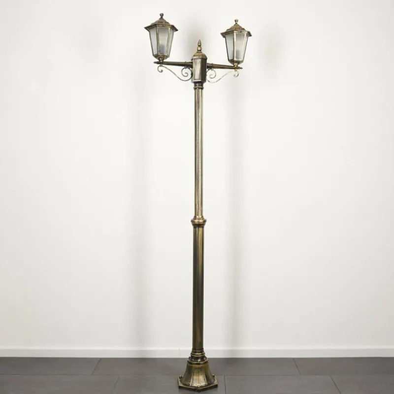 Luminaires Rustiques-hofstein Réverbère Loria Brun, Or, Noir, 2 lumières