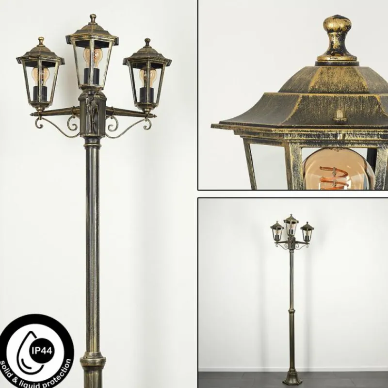 Luminaires Rustiques-hofstein Réverbère Loria Brun, Or, Noir, 3 lumières