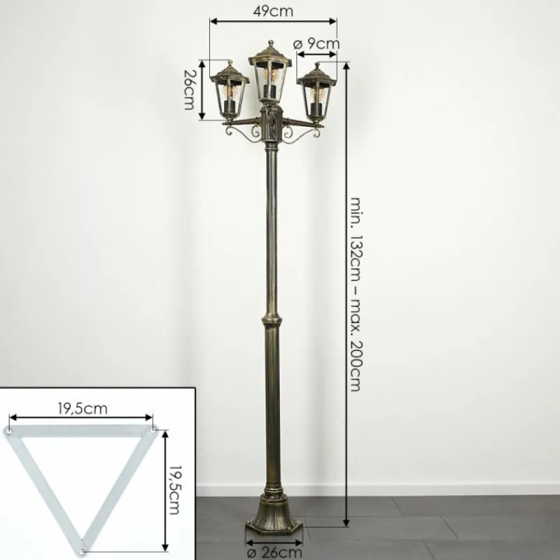 Luminaires Rustiques-hofstein Réverbère Loria Brun, Or, Noir, 3 lumières