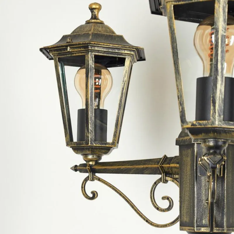 Luminaires Rustiques-hofstein Réverbère Loria Brun, Or, Noir, 3 lumières