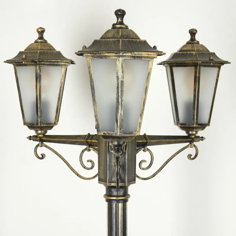 Luminaires Rustiques-hofstein Réverbère Loria Brun, Or, Noir, 3 lumières