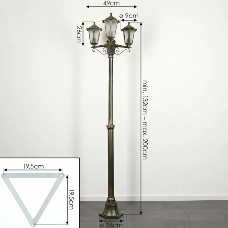 Luminaires Rustiques-hofstein Réverbère Loria Brun, Or, Noir, 3 lumières