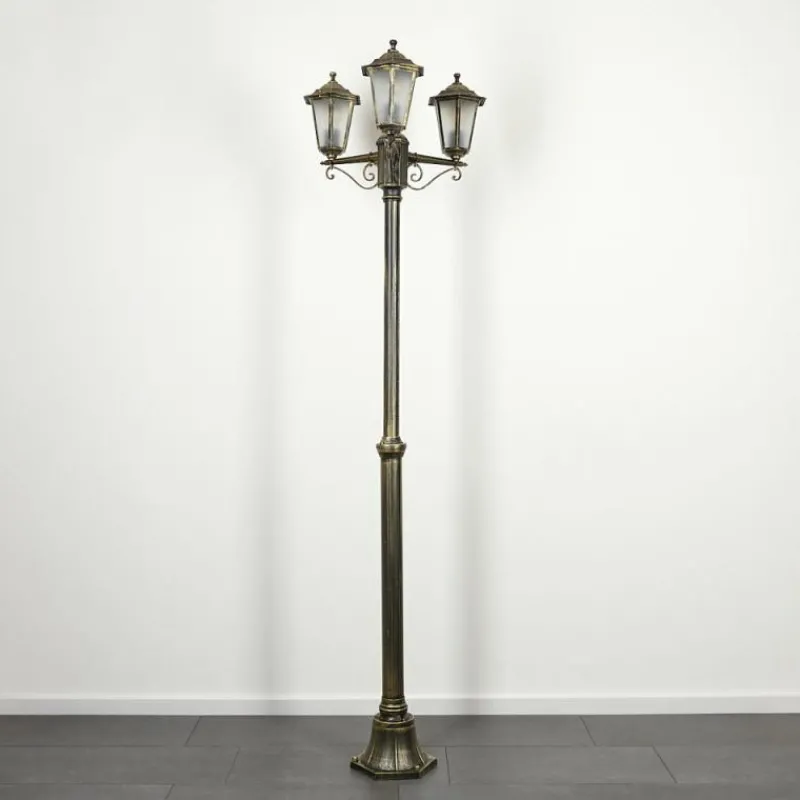 Luminaires Rustiques-hofstein Réverbère Loria Brun, Or, Noir, 3 lumières