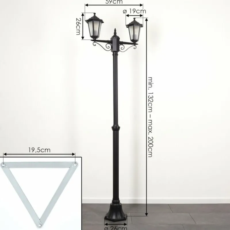Luminaires Rustiques-hofstein Réverbère Loria Noir, 2 lumières