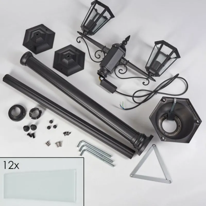 Luminaires Rustiques-hofstein Réverbère Loria Noir, 2 lumières