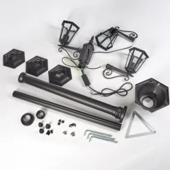 Luminaires Rustiques-hofstein Réverbère Loria Noir, 3 lumières