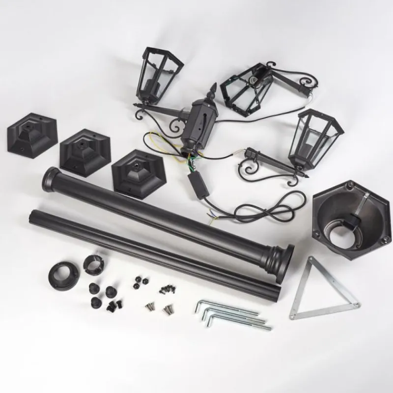 Luminaires Rustiques-hofstein Réverbère Loria Noir, 3 lumières