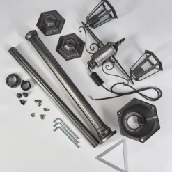 Luminaires Rustiques-hofstein Réverbère Loria Noir, Argenté, 2 lumières