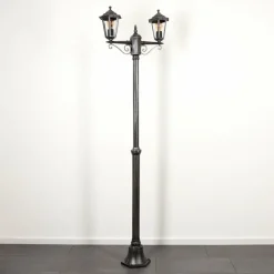Luminaires Rustiques-hofstein Réverbère Loria Noir, Argenté, 2 lumières
