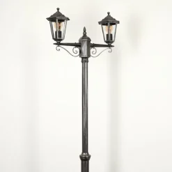 Luminaires Rustiques-hofstein Réverbère Loria Noir, Argenté, 2 lumières