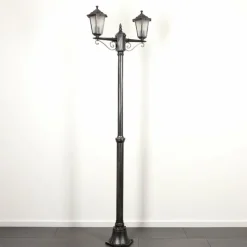 Luminaires Rustiques-hofstein Réverbère Loria Noir, Argenté, 2 lumières
