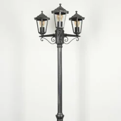 Luminaires Rustiques-hofstein Réverbère Loria Noir, Argenté, 3 lumières