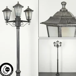 Luminaires Rustiques-hofstein Réverbère Loria Noir, Argenté, 3 lumières