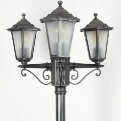 Luminaires Rustiques-hofstein Réverbère Loria Noir, Argenté, 3 lumières