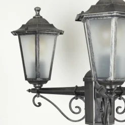 Luminaires Rustiques-hofstein Réverbère Loria Noir, Argenté, 3 lumières