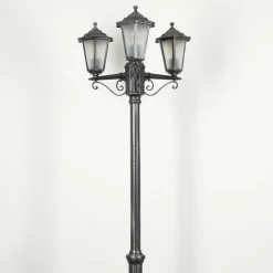 Luminaires Rustiques-hofstein Réverbère Loria Noir, Argenté, 3 lumières